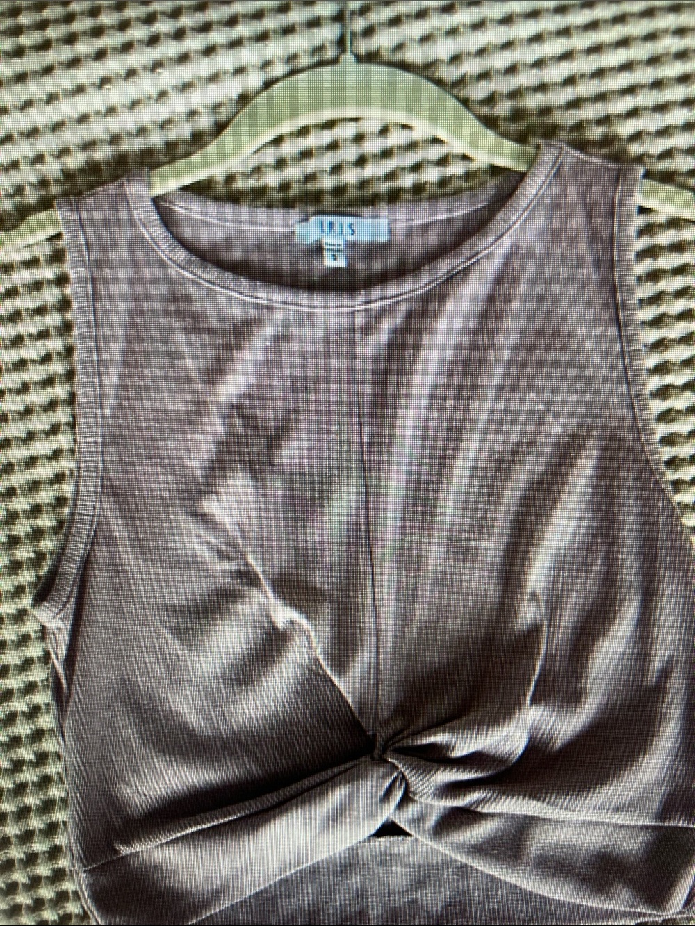 iris Taupe Knotted Ribbed Crop Top